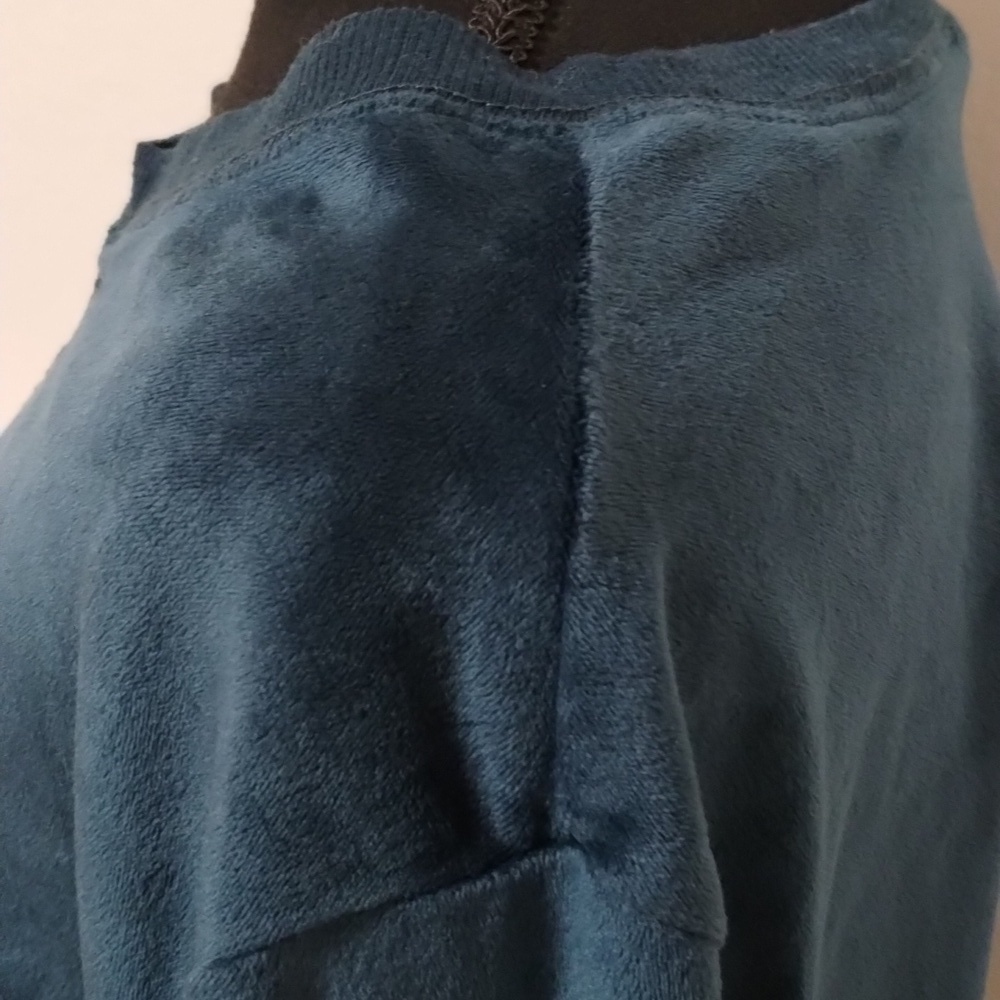 Honeydew velour pullover scoop neck sweater emerald green blue Sz XL - Picture 7 of 12